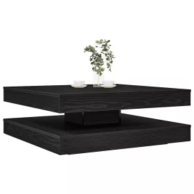 Fekete dohányzóasztal 360 fokban forgatható 90x90x34,5 cm