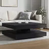 Fekete dohányzóasztal 360 fokban forgatható 90x90x34,5 cm
