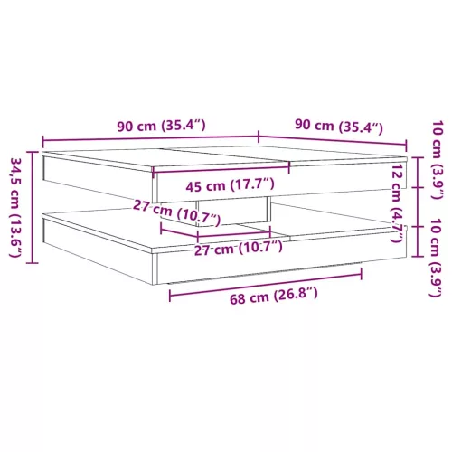 Sonoma tölgy dohányzóasztal 360 fokban forgatható 90x90x34,5 cm