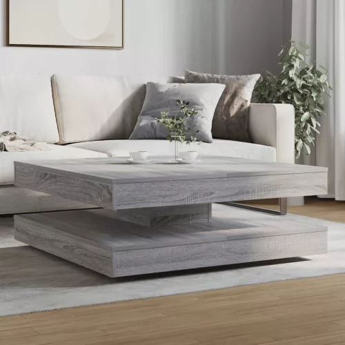 Szürke sonoma dohányzóasztal 360 fokban forgatható 90x90x34,5cm