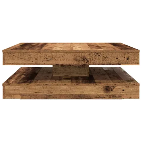 Antik fa dohányzóasztal 360 fokban forgatható 90x90x34,5 cm