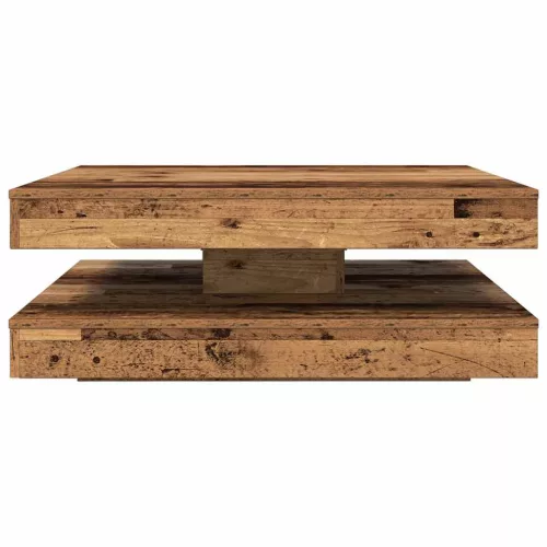 Antik fa dohányzóasztal 360 fokban forgatható 90x90x34,5 cm