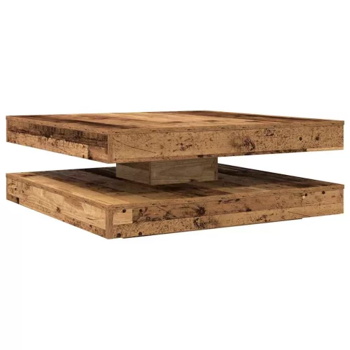 Antik fa dohányzóasztal 360 fokban forgatható 90x90x34,5 cm