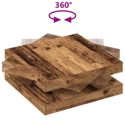 Antik fa dohányzóasztal 360 fokban forgatható 90x90x34,5 cm