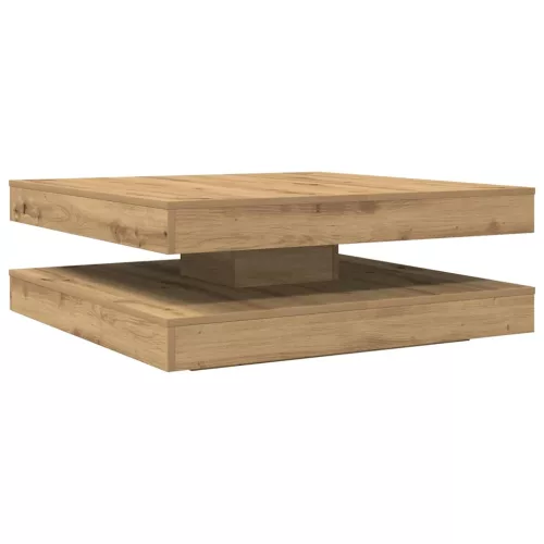 Kézművestölgy dohányzóasztal 360 fokban forgatható 90x90x34,5cm