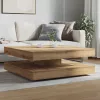Kézművestölgy dohányzóasztal 360 fokban forgatható 90x90x34,5cm