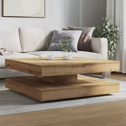 Kézművestölgy dohányzóasztal 360 fokban forgatható 90x90x34,5cm