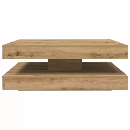 Kézművestölgy dohányzóasztal 360 fokban forgatható 90x90x34,5cm