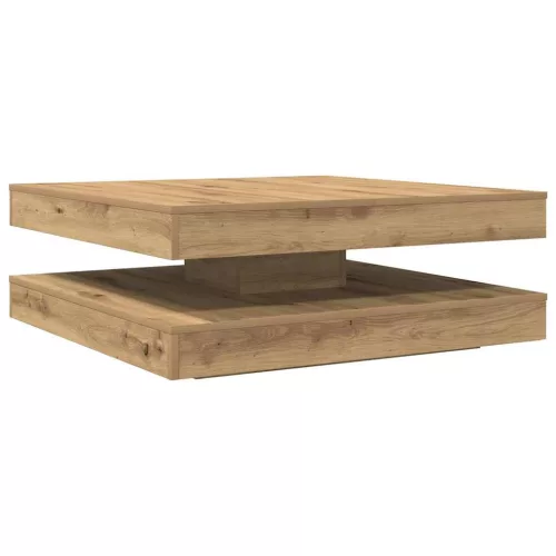 Kézművestölgy dohányzóasztal 360 fokban forgatható 90x90x34,5cm