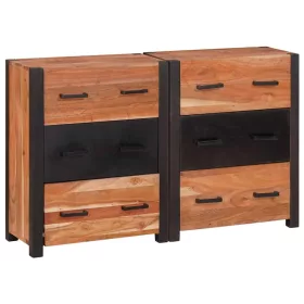 Széf fiókkal 3 pcs Barna 110 x 30 x 75 cm Tömör akácfa