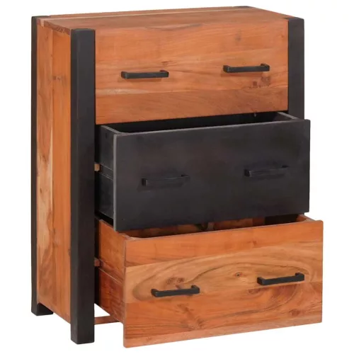 Széf fiókkal 3 pcs Barna 110 x 30 x 75 cm Tömör akácfa