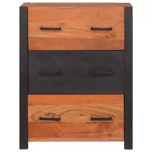 Széf fiókkal 3 pcs Barna 110 x 30 x 75 cm Tömör akácfa