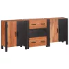 Széf fiókkal 3 pcs Barna 55 x 30 x 75 cm Tömör akácfa