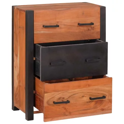 Széf fiókkal 3 pcs Barna 55 x 30 x 75 cm Tömör akácfa