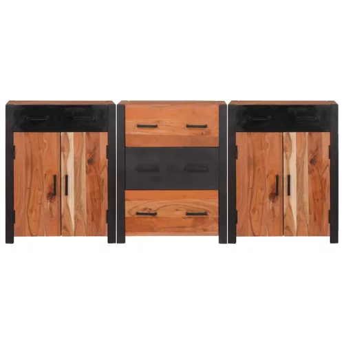 Széf fiókkal 3 pcs Barna 165 x 30 x 75 cm Tömör akácfa