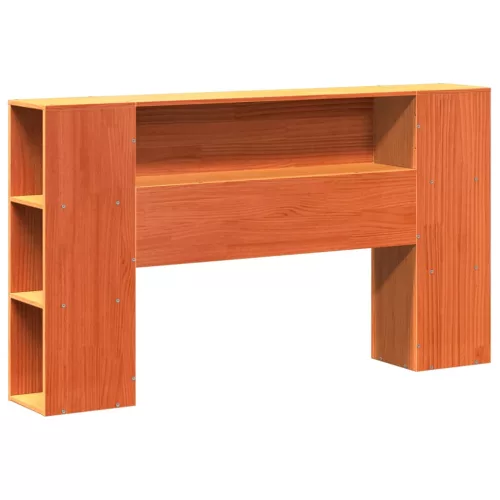 Barna tömör fenyőfa könyvespolcos ágy matrac nélkül 135 x 190cm