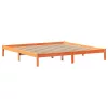 Barna tömör fenyőfa könyvespolcos ágy matrac nélkül 200 x 200cm