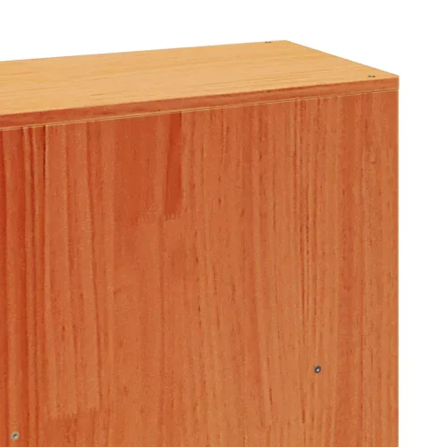 Barna tömör fenyőfa könyvespolcos ágy matrac nélkül 200 x 200cm