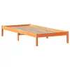 Barna tömör fenyőfa könyvespolcos ágy matrac nélkül 100 x 200cm