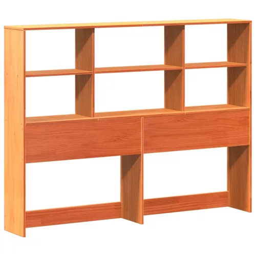Barna tömör fenyőfa könyvespolcos ágy matrac nélkül 135 x 190cm
