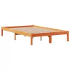 Barna tömör fenyőfa könyvespolcos ágy matrac nélkül 135 x 190cm