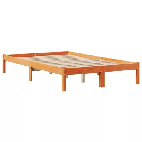 Barna tömör fenyőfa könyvespolcos ágy matrac nélkül 135 x 190cm