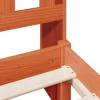Barna tömör fenyőfa könyvespolcos ágy matrac nélkül 100 x 200cm