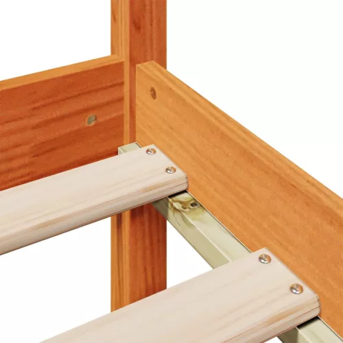Barna tömör fenyőfa könyvespolcos ágy matrac nélkül 100 x 200cm