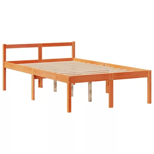 Barna tömör fenyőfa könyvespolcos ágy matrac nélkül 135 x 190cm