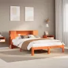 Barna tömör fenyőfa könyvespolcos ágy matrac nélkül 140 x 190cm