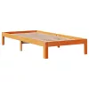 Barna tömör fenyőfa könyvespolcos ágy matrac nélkül 100 x 200cm