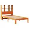 Barna tömör fenyőfa könyvespolcos ágy matrac nélkül 75 x 190 cm