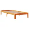 Barna tömör fenyőfa könyvespolcos ágy matrac nélkül 75 x 190 cm