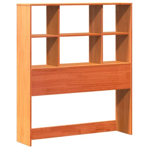 Barna tömör fenyőfa könyvespolcos ágy matrac nélkül 75 x 190 cm