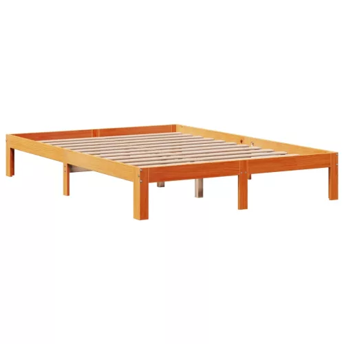 Barna tömör fenyőfa könyvespolcos ágy matrac nélkül 135 x 190cm