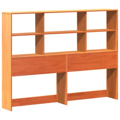 Barna tömör fenyőfa könyvespolcos ágy matrac nélkül 135 x 190cm