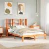 Barna tömör fenyőfa könyvespolcos ágy matrac nélkül 140 x 190cm