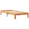 Barna tömör fenyőfa könyvespolcos ágy matrac nélkül 75 x 190 cm