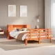 Barna tömör fenyőfa könyvespolcos ágy matrac nélkül 140 x 190cm