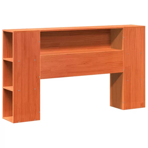 Barna tömör fenyőfa könyvespolcos ágy matrac nélkül 140 x 190cm