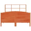 Barna tömör fenyőfa könyvespolcos ágy matrac nélkül 120 x 200cm