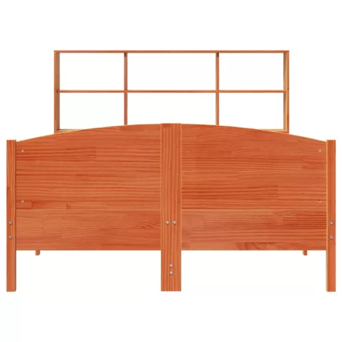Barna tömör fenyőfa könyvespolcos ágy matrac nélkül 120 x 200cm