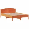Barna tömör fenyőfa könyvespolcos ágy matrac nélkül 120 x 200cm