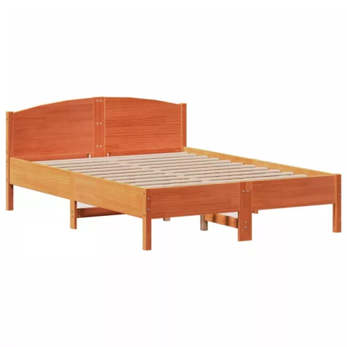 Barna tömör fenyőfa könyvespolcos ágy matrac nélkül 120 x 200cm