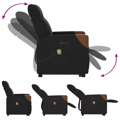 Fekete szövet dönthető elektromos álló masszázsfotel