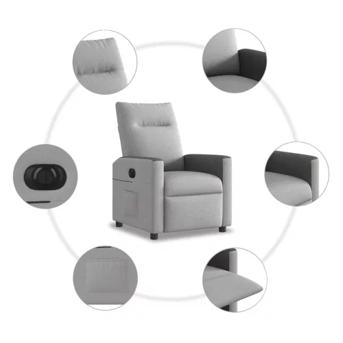 Felhőszürke szövet elektromos dönthető fotel