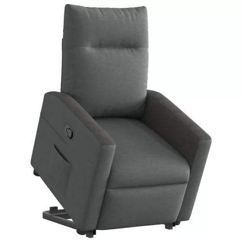 Sötétszürke szövet felállást segítő dönthető fotel