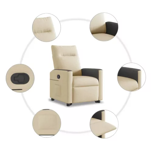 Krémszínű szövet felállást segítő dönthető fotel