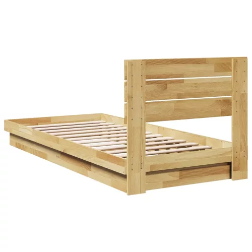Ágykeret fejtámlával matrac nélkül 80x200 cm tömör fa tölgyfa