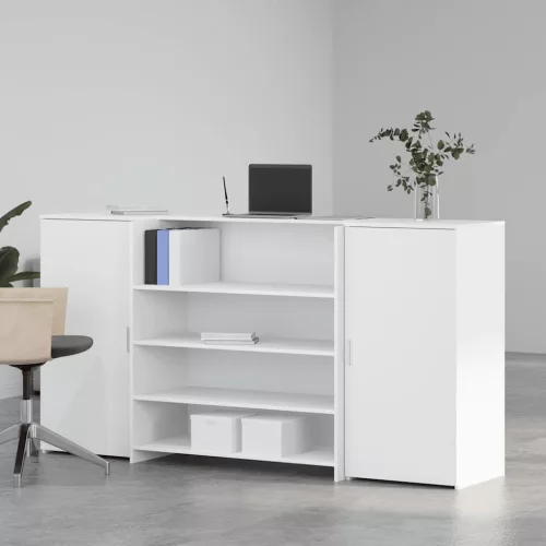 Fehér, rétegelt fa recepciós asztal 200 x 50 x 103,5 cm